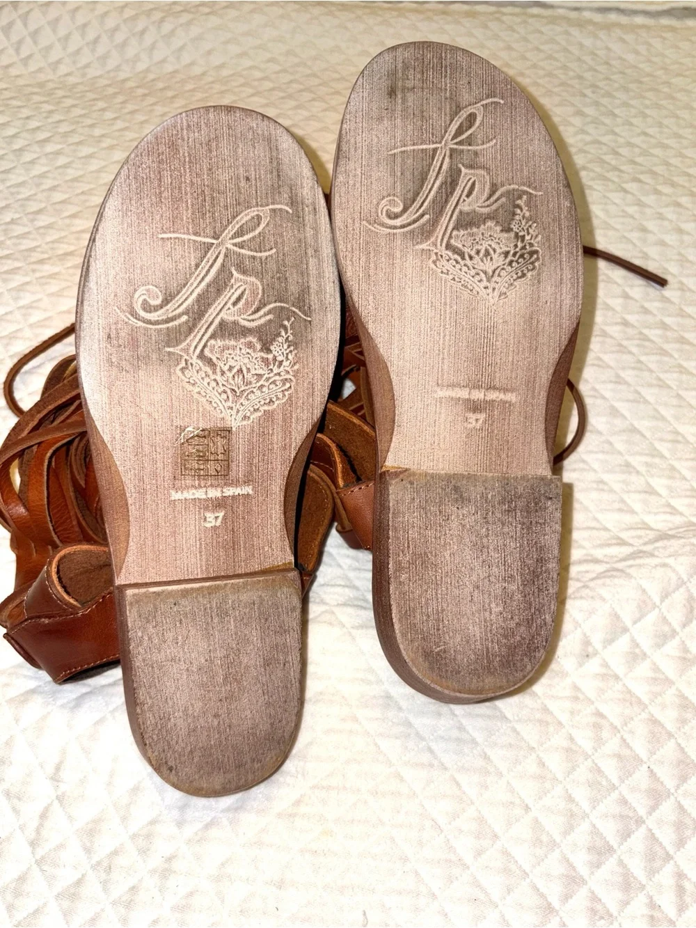 Free People Brown Leather Gladiator Lace-Up Sandals
